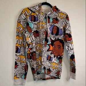 Comic Melanin Streetwear Tie Hoodie Pullover Sweatshirt Ladies Size L NWOT